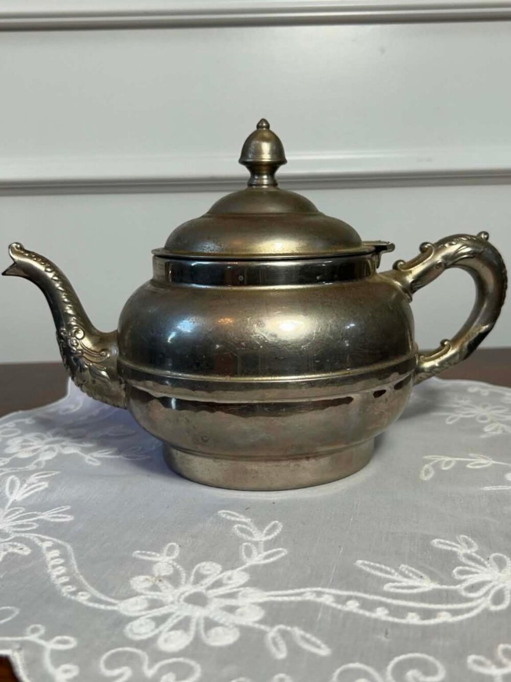 Antique Rochester Stamping Works 3 Pint Metal Teapot